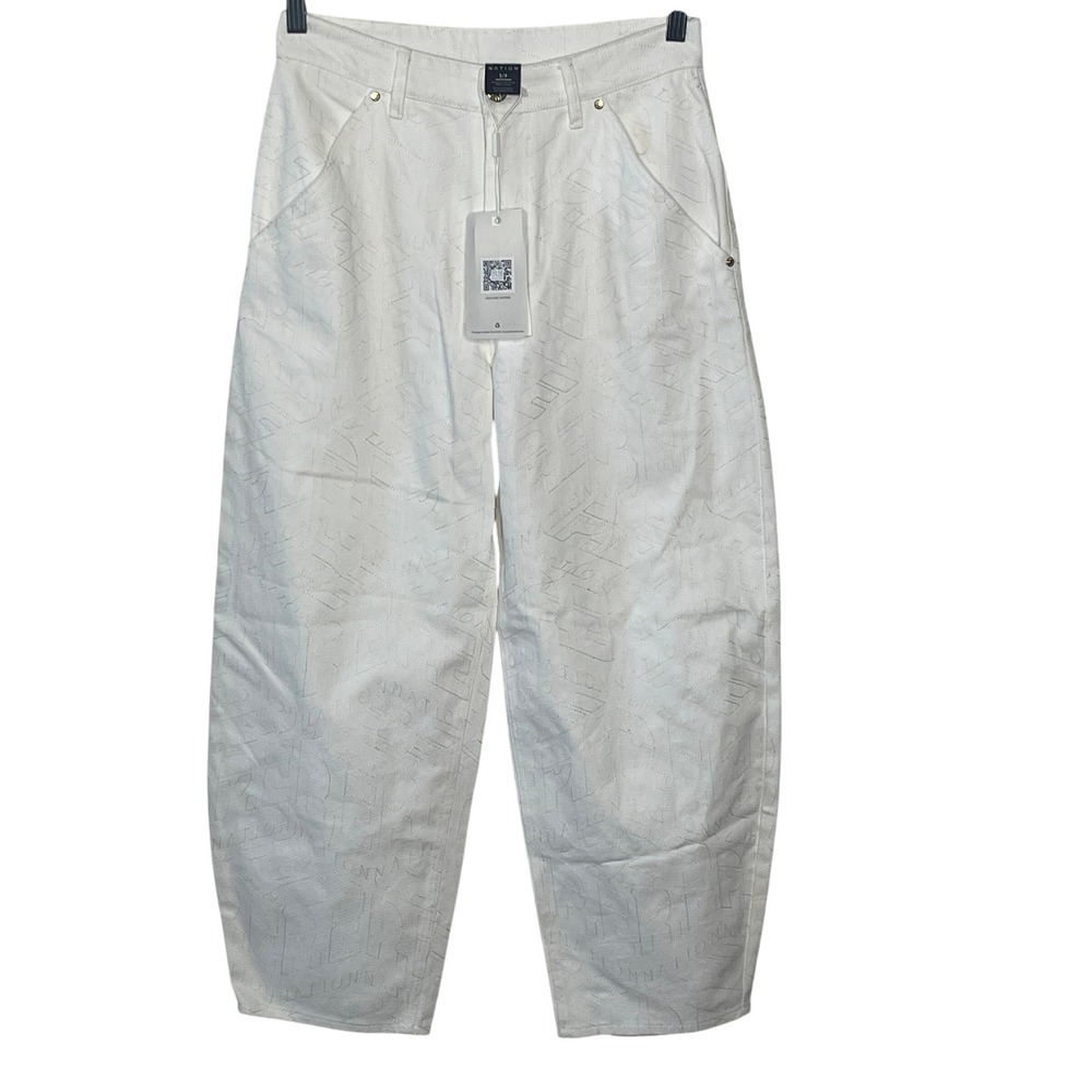 PE Nation Magnetic Pant White Logo Embroidered Balloon‎ Leg Jeans Small NEW